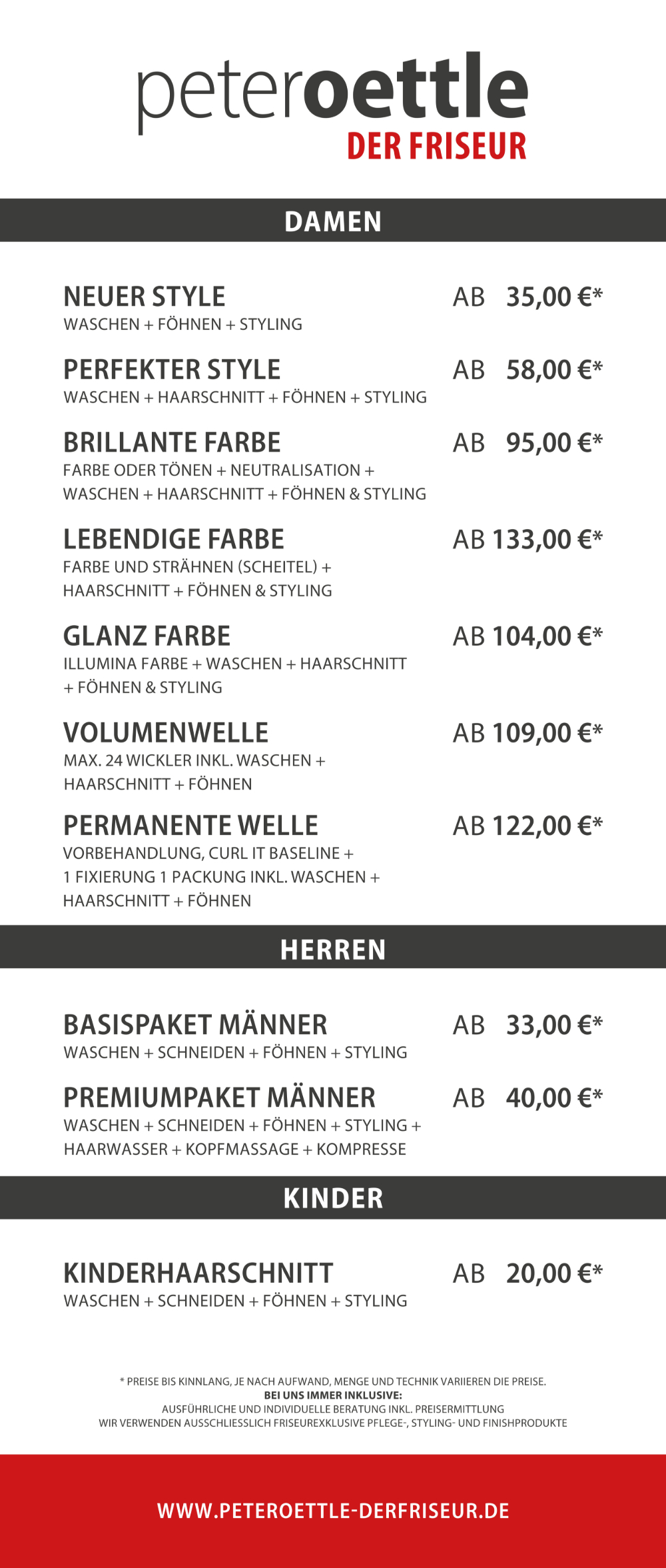 Preisliste 2026